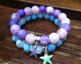 Agate bracelet - stonebracelet - purple - blue - gift