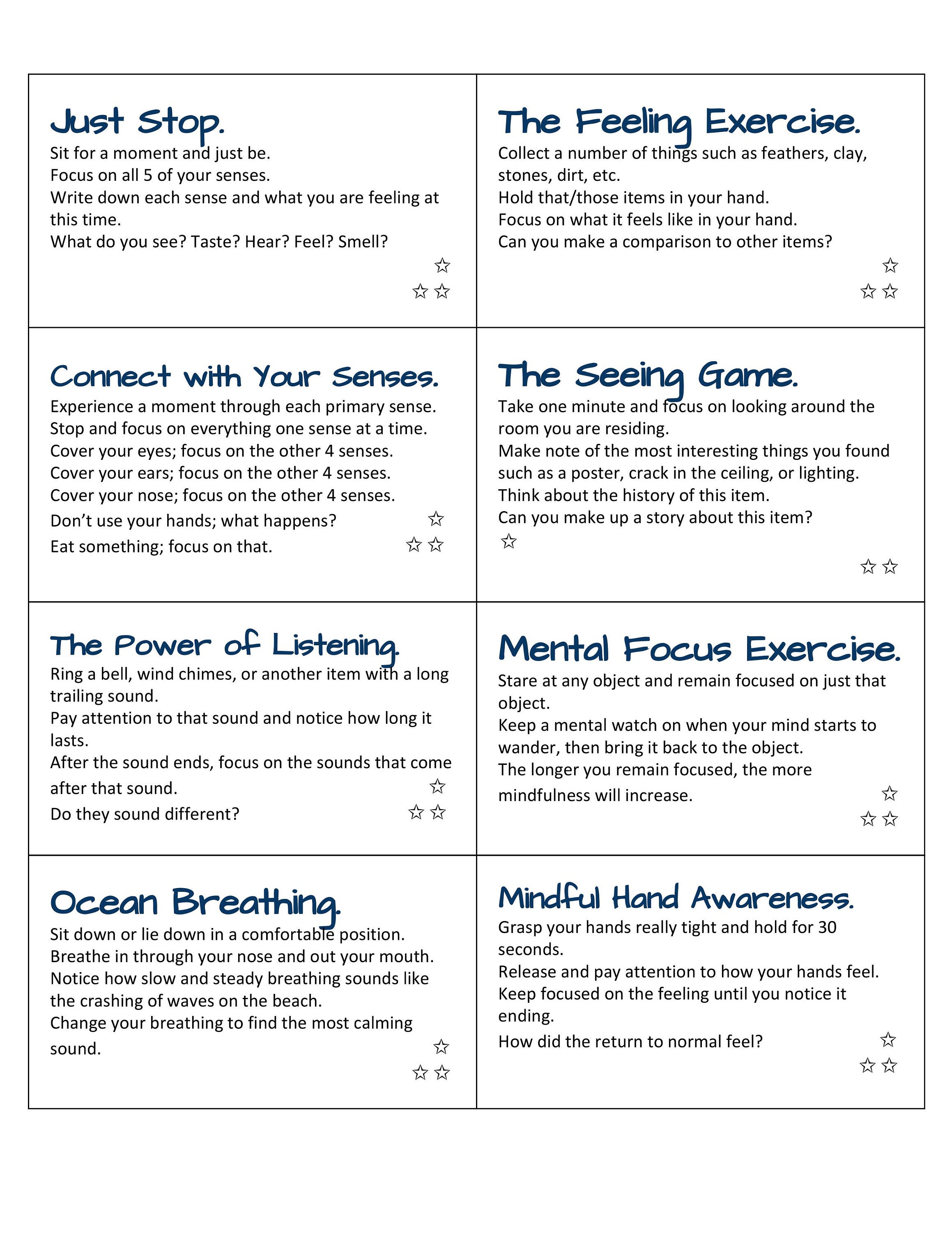 Mindfulness Cards Printable Free