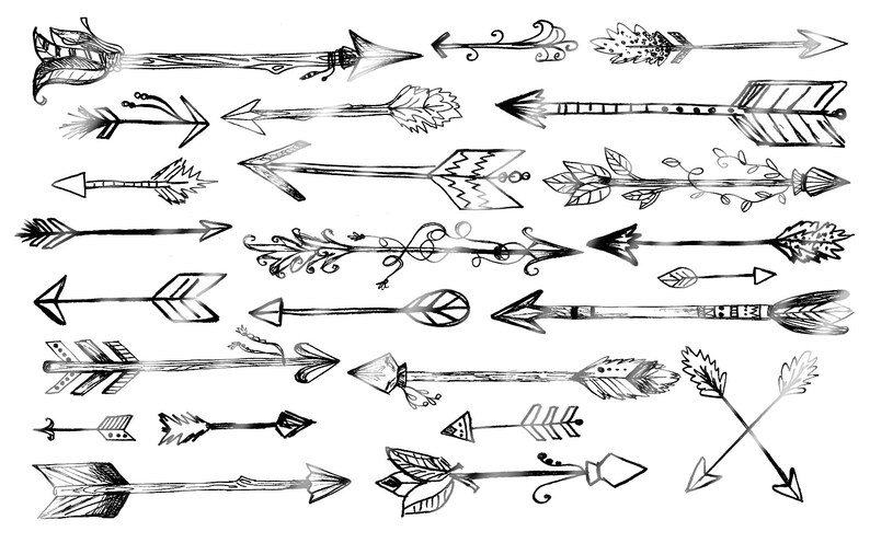 Hand Drawn Black and White Arrows Clipart, Woodland Arrows Clip Art ...
