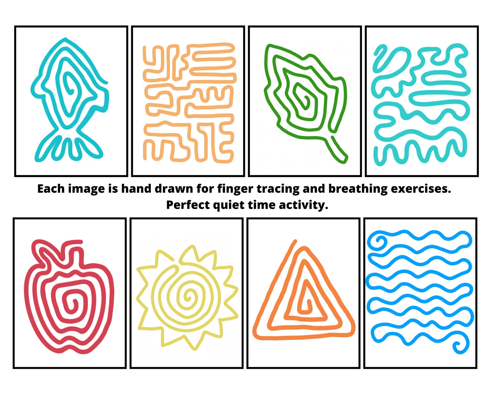 Printable Mindfulness Exercise Finger Tracing Cards Social Etsy