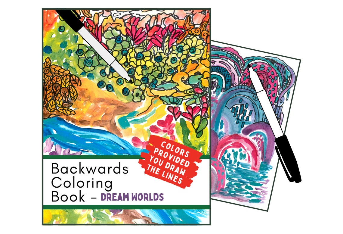 Printable Backwards Coloring Book Dream Worlds Reverse | Etsy