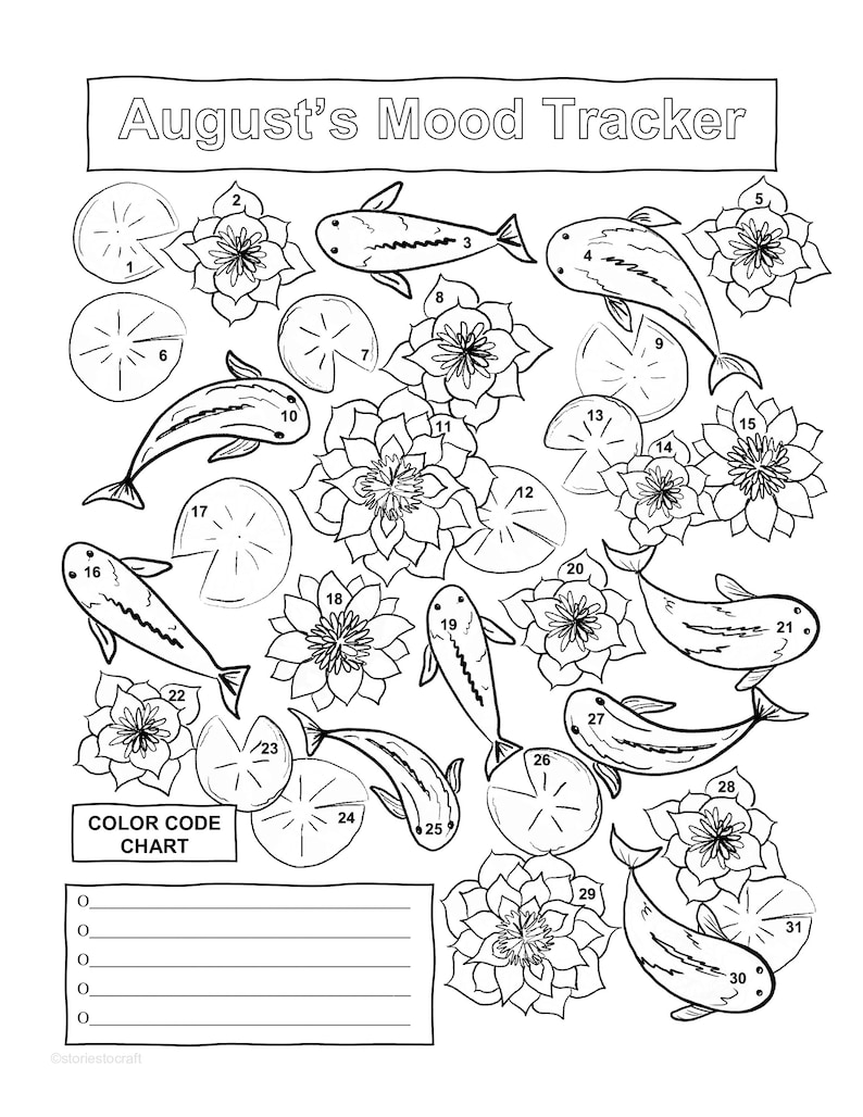 Printable Mood Tracker, a Year of Tracking Your Moods, Yearly Mood