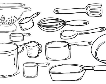 Cooking Utensils Clip Art Set Commercial Use Clip Art Set Cooking Clip Art  Hand Drawn Clipart Set Pots and Pans Clip Art -  Sweden