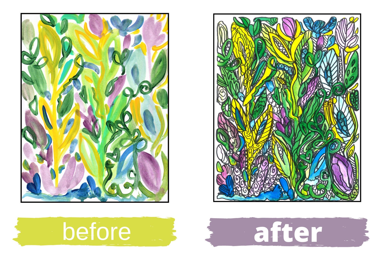 Printable Backwards Coloring Book Abstract Images Reverse Coloring Book, Colors Provided, You ...