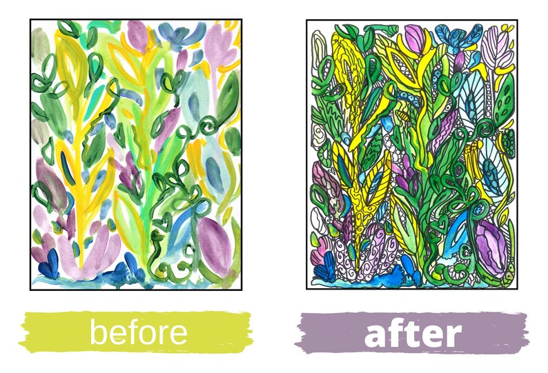 Printable Backwards Coloring Book Abstract Images Reverse Coloring Book, Colors Provided, You ...