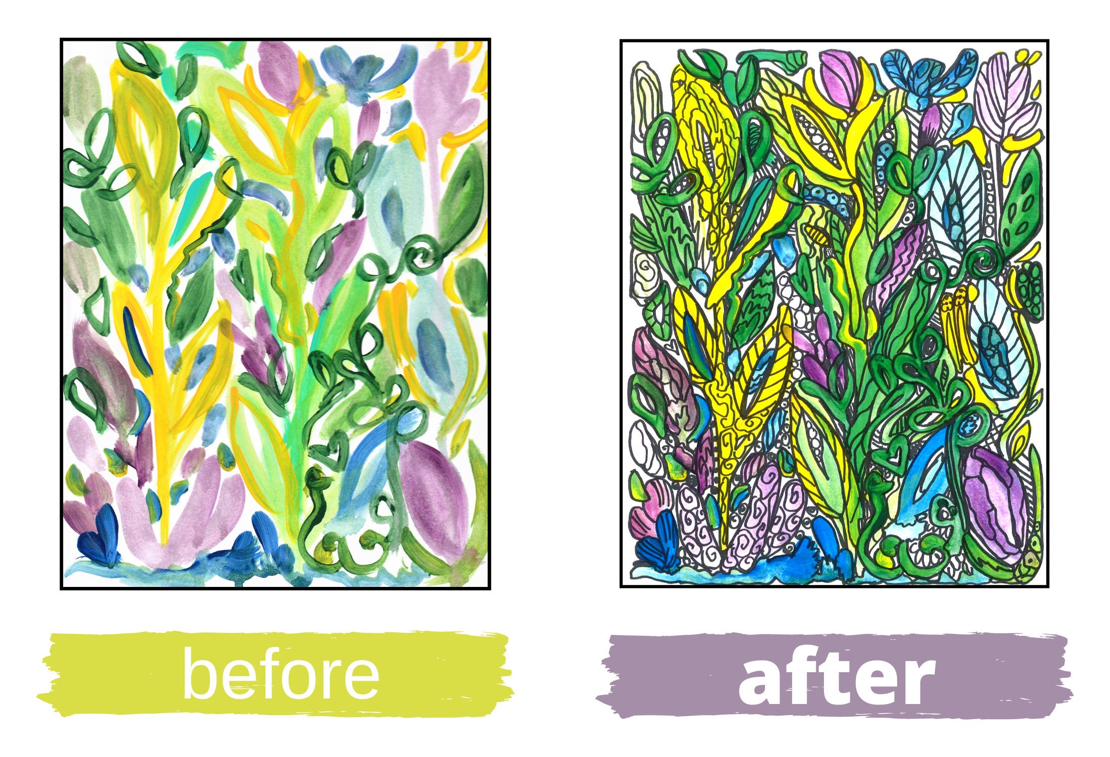 Printable Backwards Coloring Book Abstract Images Reverse Coloring Book, Colors Provided, You ...