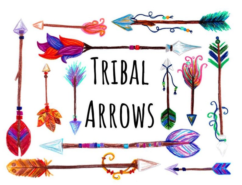 Hand Drawn Boho Arrows Clipart Woodland Arrows Clip Art Hand Etsy