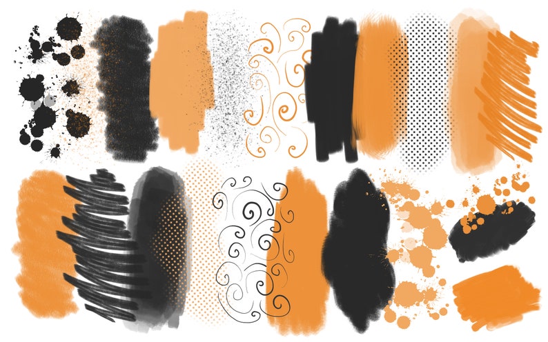 Halloween Brush stroke clip art black and orange brush stroke | Etsy