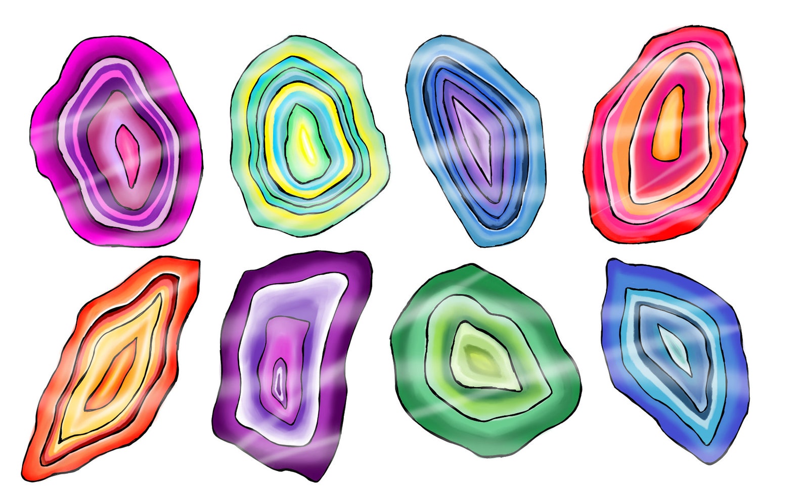 Geodes and Crystals Clip Art, Hand Drawn Clip Art, Geode Clip Art