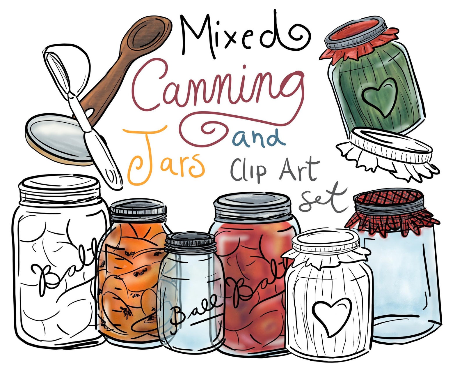 Canning and Jarring Clip Art Set Commercial Use Clip Art Set Mason Jar