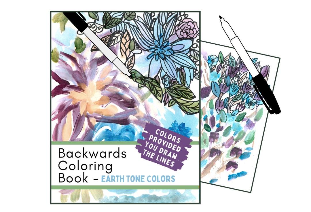 Printable Backwards Coloring Book Earth Tones Color Reverse - Etsy