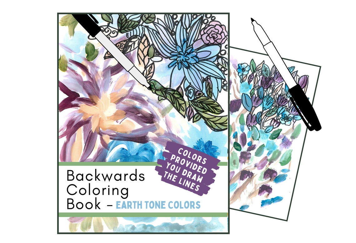 Printable Backwards Coloring Book Earth Tones Color Reverse - Etsy