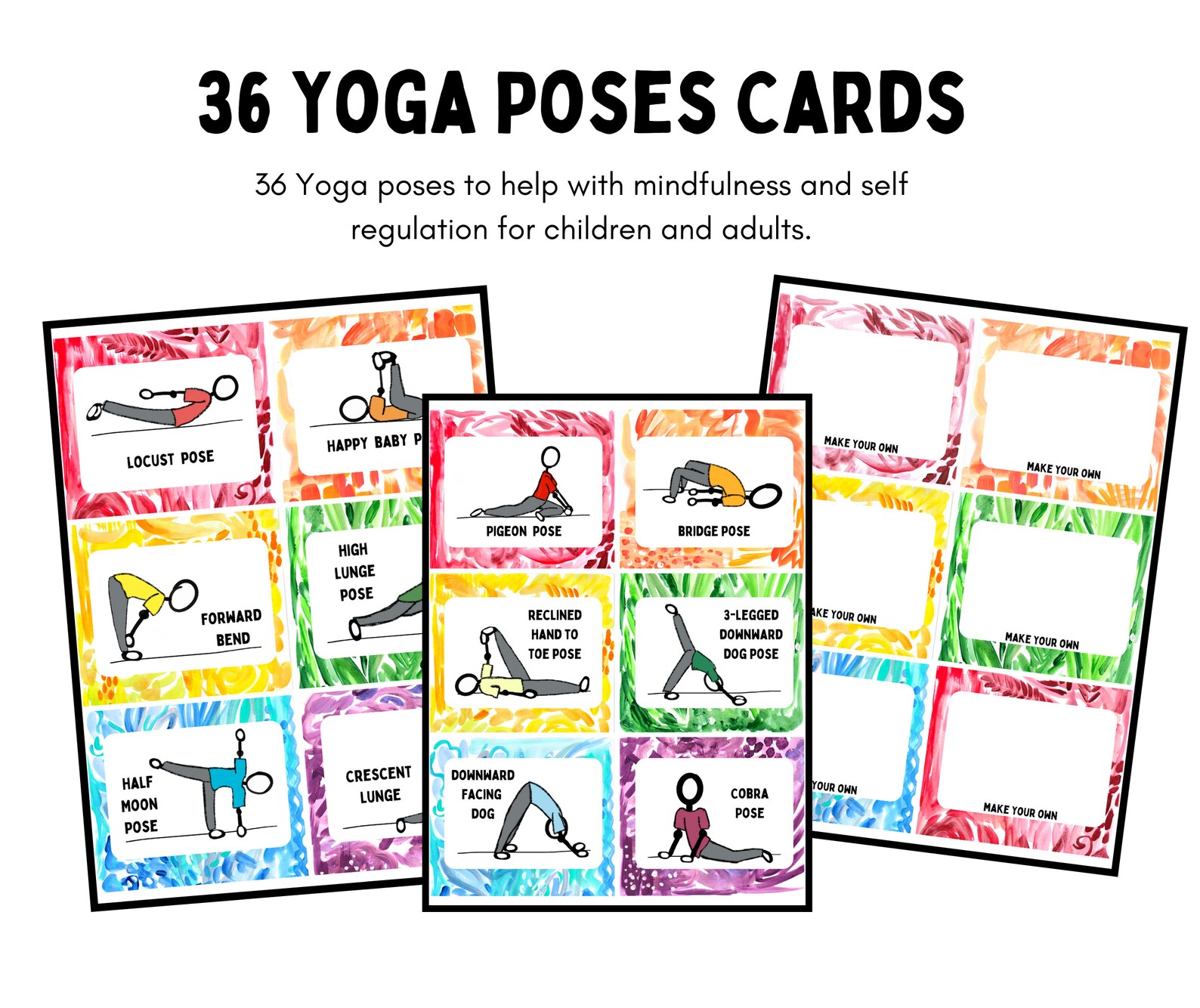 Printable Yoga Poses Cards Exercise Yoga Cards Printable | Etsy
