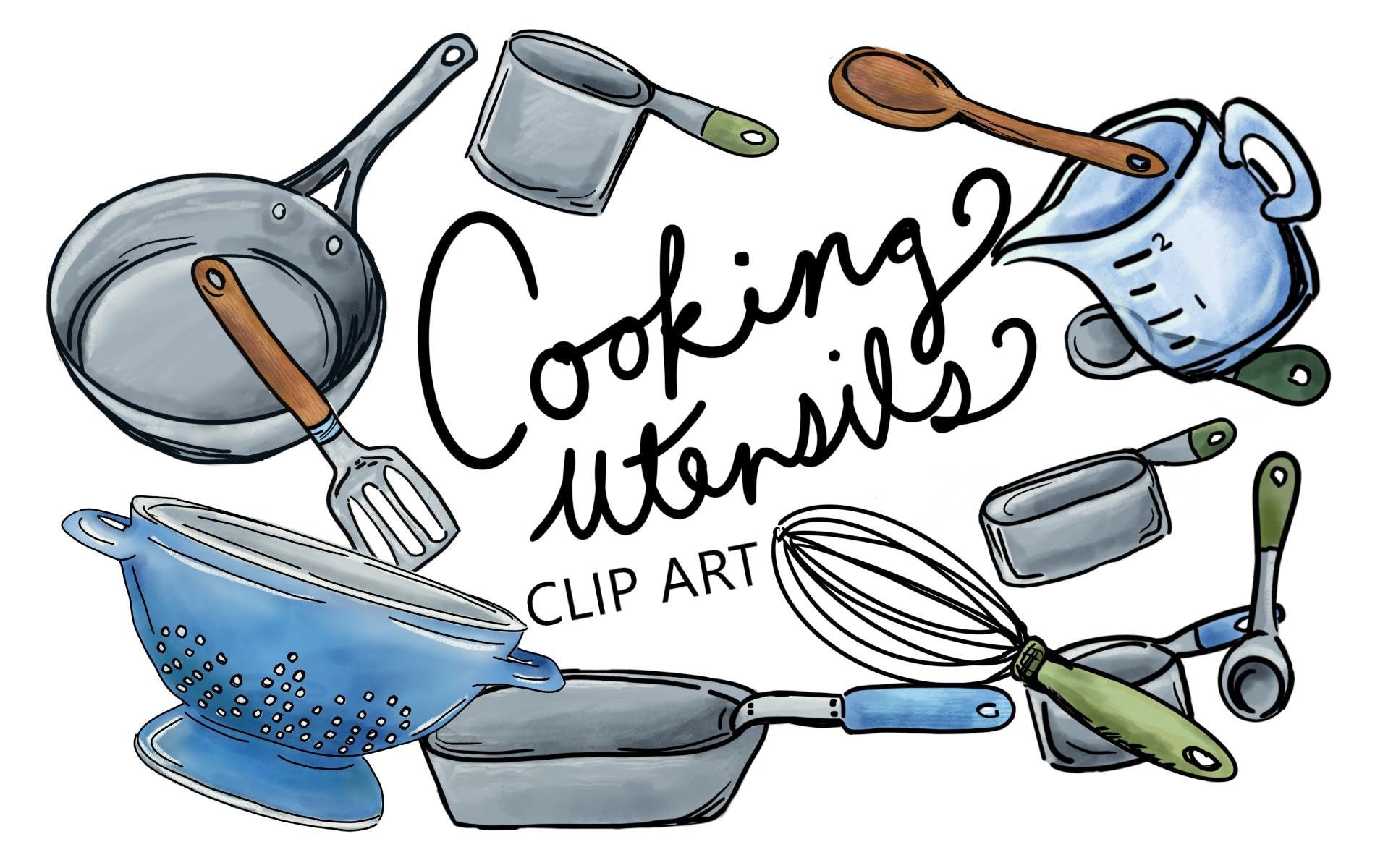 Cooking Utensils Clip Art Set Commercial Use Clip Art Set Cooking Clip Art  Hand Drawn Clipart Set Pots and Pans Clip Art -  Sweden