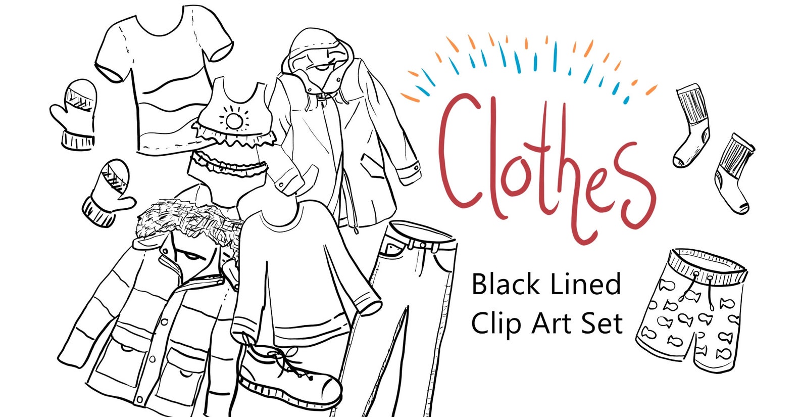 Clothes Clip Art Set Commercial Use Clip Art Set Clothes Clip Art Hand Drawn Clip Art Set