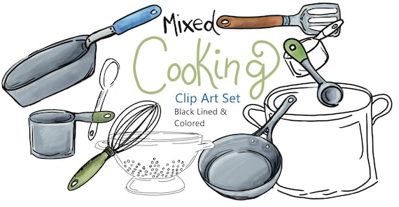 Kitchen Cooking Supplies Clipart Set 15 Digital Graphics Instant Download