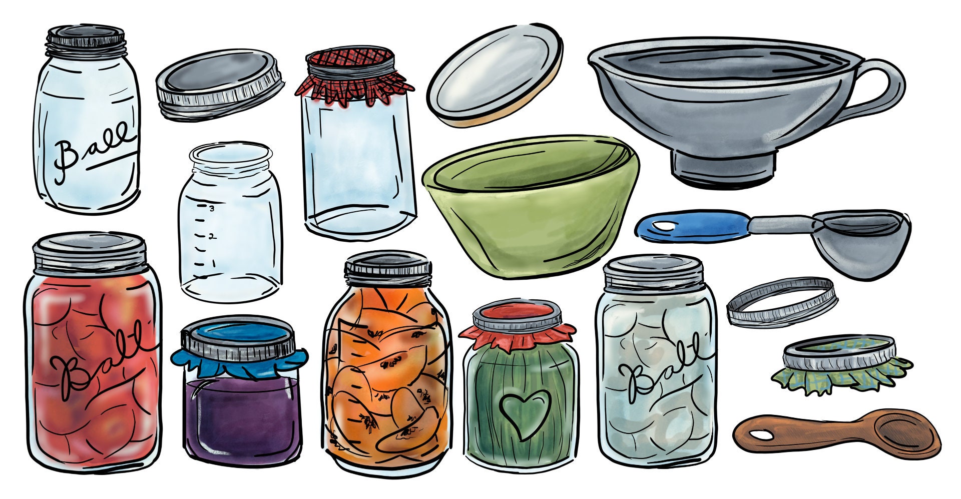 Canning and Jarring Clip Art Set Commercial Use Clip Art Set Mason Jar