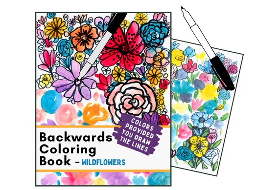 Printable Backwards Coloring Book Wildflowers Reverse | Etsy
