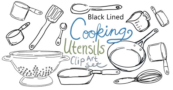 Cooking Utensils Clip Art Set Commercial Use Clip Art Set Cooking Clip Art  Hand Drawn Clipart Set Pots and Pans Clip Art 