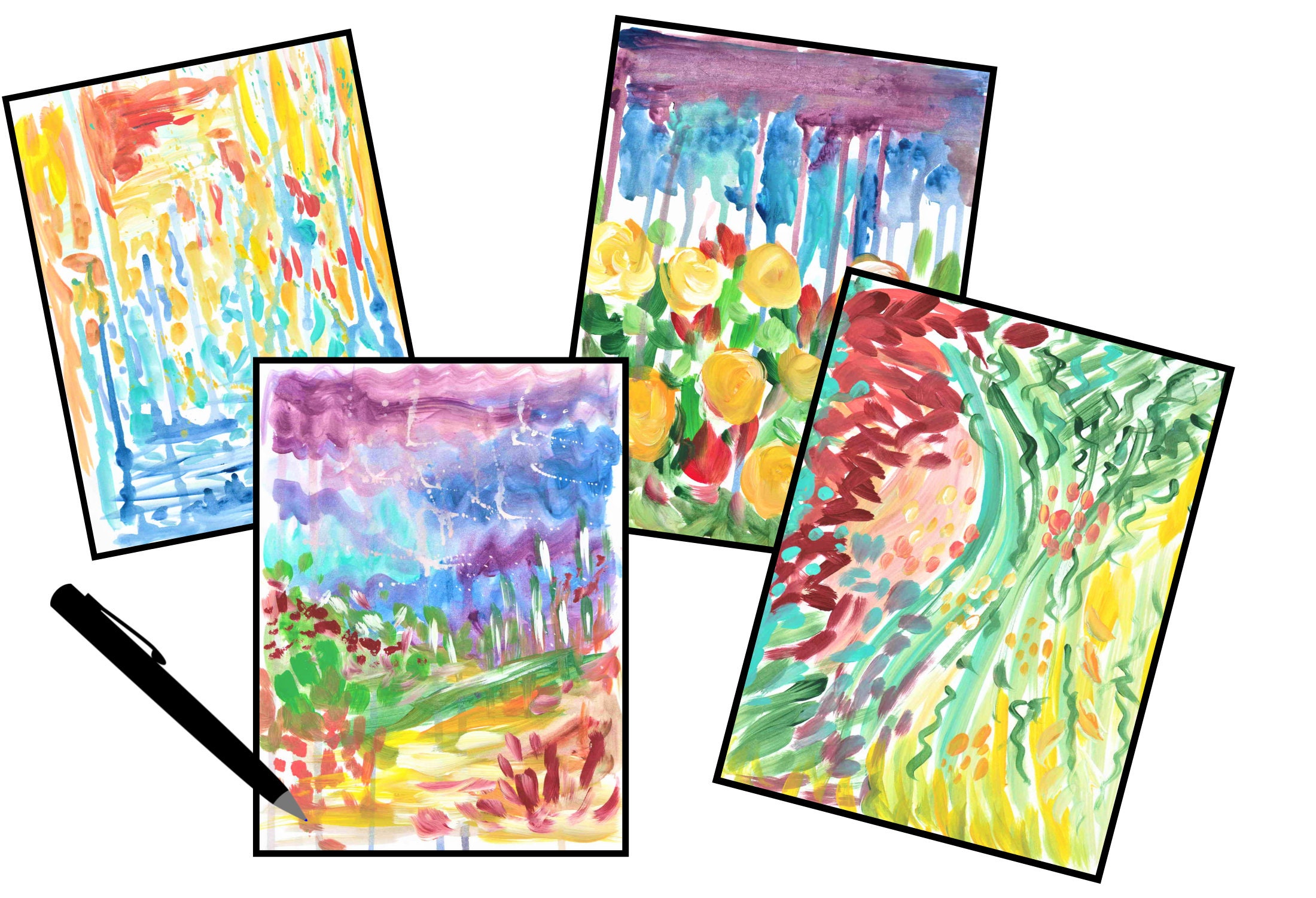 Printable Backwards Coloring Book Abstract Images Reverse Coloring Book, Colors Provided, You ...