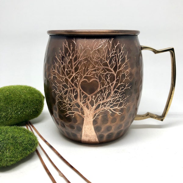 Heart in Tree Limbs / Moscow Mule Mug / Add Initials to Heart / Personalized Gift /  Anniversary Gifts / Wedding Gift / Bride and Groom Gift