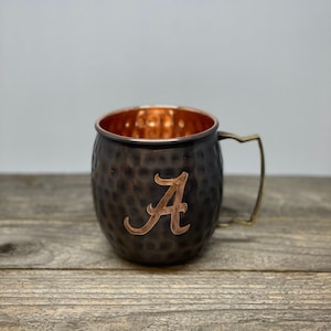 University of Alabama logo  Moscow Mule Mug | Pick Any Team | college team Copper Mug | Copper Gift | Anniversary Gift | Father's Day Gift