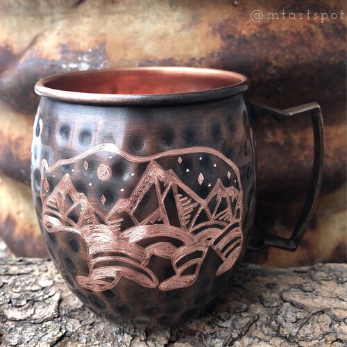 Moscow Mule Mug With Tree / Wedding Gift / Copper Gift / Etsy