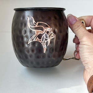 Minnesota Vikings Moscow Mule Mug | Pick Any Team | NFL Copper Mug | Copper Gift | Anniversary Gift | Father&#39;s Day Gift | Vikings Gift