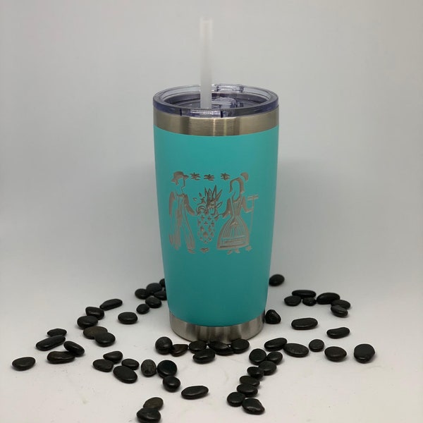 Pyrex Amish Butterprint Inspired 20 OZ insulated Tumbler with Lid and Option to Personalize