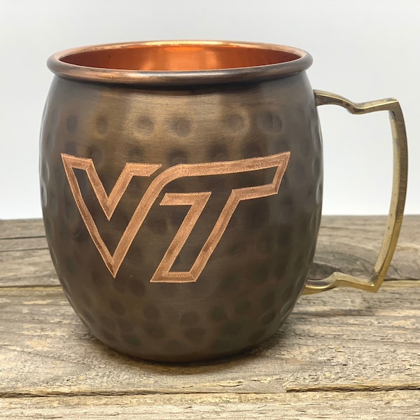 Virginia Tech Logo  Moscow Mule Mug / Pick Any Team / college team Copper Mug / Copper Gift / Anniversary Gift / Father's Day Gift /