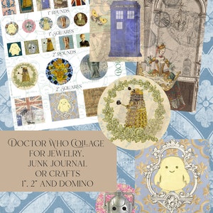 Doctor Who Digital Collage Sheet DIY Printable Jewelry