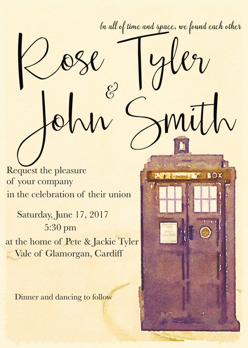 Wedding Invitation Doctor Who SKU: DWWEDINV | Etsy