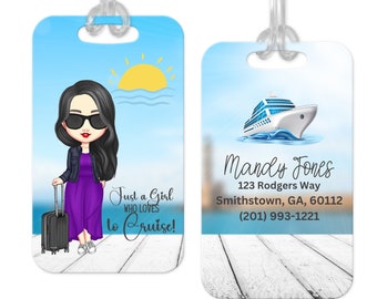 Luggage tag Personalized, Personalized Vacation Tag, Travel Bag Tag, Backpack Tag, Girls Cruise Trip Luggage Tag, Girls Road Trip Tag