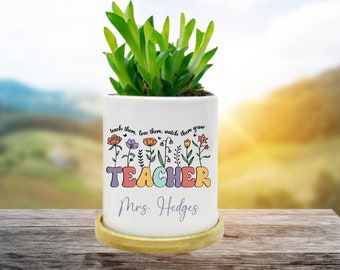 Pot de fleurs personnalisé pour professeur, jardinière pour fleurs, cadeaux pour professeur, remerciements pour professeur, cadeau de fin d'année pour professeur, cadeau pour professeur