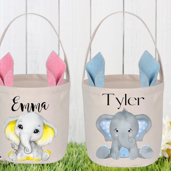 Easter Basket Gender Neutral,  ELEPHANT Easter Basket, Yellow Elephant, Baby's First Easter Basket, Easter gift for Baby, Baby Shower gift