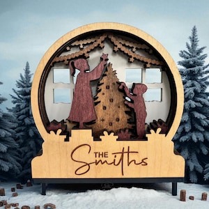 Personalized Family Snow Globe: Engraved Christmas Decor, Handmade