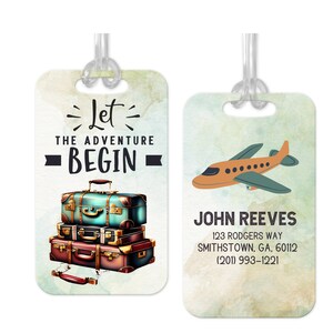 Gepersonaliseerde bagagelabel, gepersonaliseerde vakantielabel, reistaslabel, zomervakantielabel, herenbagagelabel, bagagelabel voor mannen, avontuur