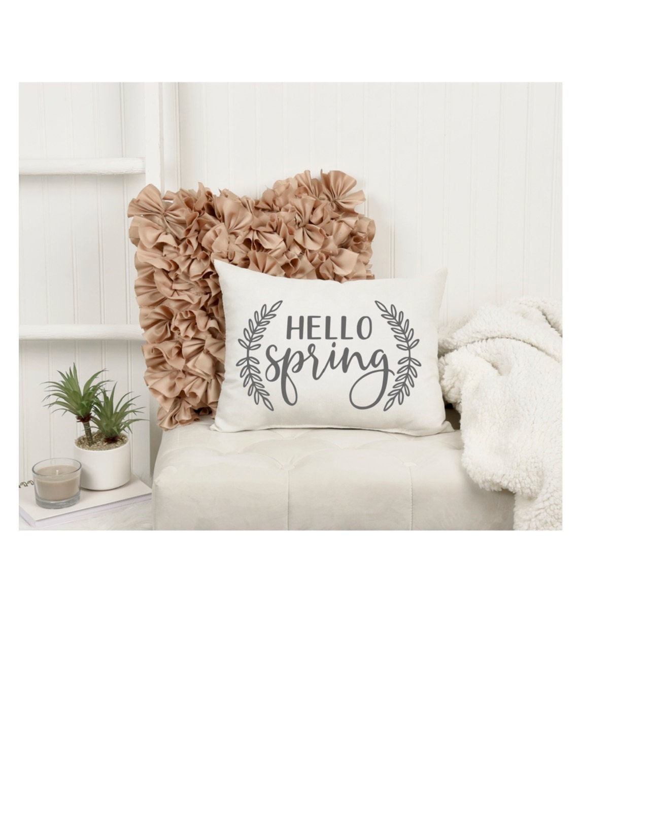 Farmhouse Lumbar Pillow Hello Spring Pillow Cover Housewarming Gift Mother s Day Pillow for Spring Decor Etsy UK