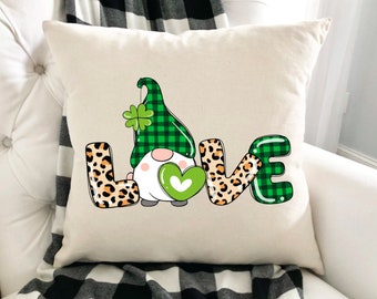 St Patricks Day Pillow Cover 18x18,Gnomes Spring Pillow Cases,Housewarming Gifts for Her, St Pattys Day Home Decor, St Pattys Day pillow