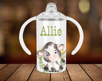 Personalisierte Kuh Schnabeltasse: Edelstahl Kleinkind Becher