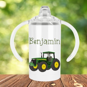 Personalized Tractor Sippy Cup: Stainless Steel Toddler Tumbler