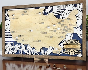 Hockey Stadium Travel Map: Personalized Sports Fan Gift