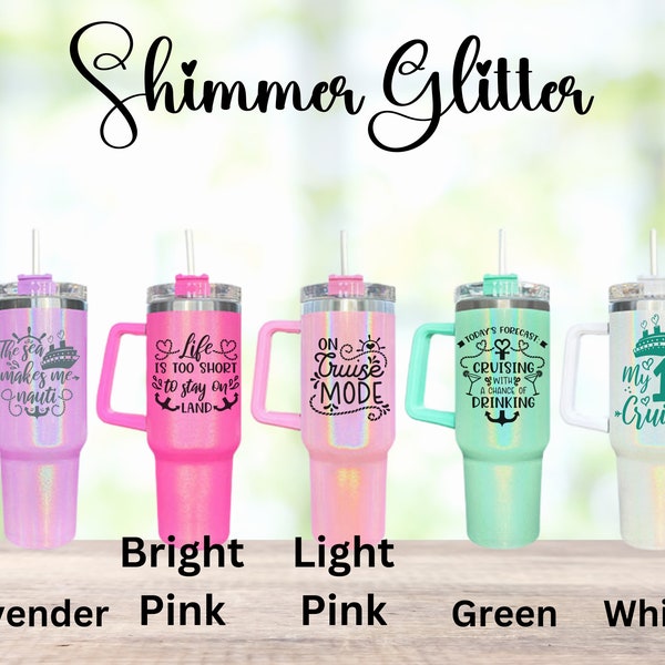 40oz Tumbler With Handle Glitter Etsy