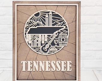 Tennessee Home Sign: Laser Cut Wood State Art