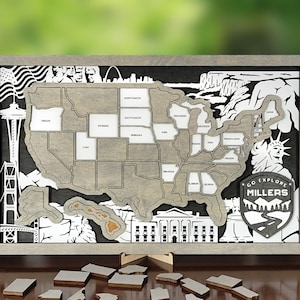 REISEKARTE, USA Reisekarte, 50 Bundesstaaten Karte, Familien Road Trip State Tracker, Hochzeitsgeschenk, USA Reisekarte, Geschenk für Paare