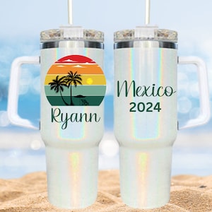 Vacation Tumblers, Destination Tumbler,40 oz Cruise tumbler, Glitter Tumblers, Gift for Her, Travel Tumbler, Cruise Tumbler, Personalized