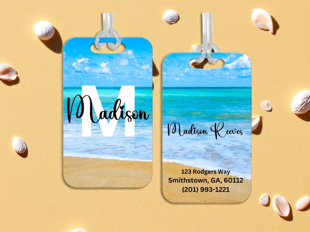 Personalized Beach Luggage Tag: Custom Tropical Travel Tag - Etsy