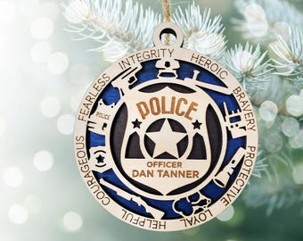 Personalized Police Officer Christmas Ornament