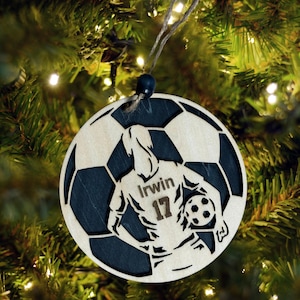 SOCCER Ornament, Soccer Player Ornament 2024, Sports Christmas ornament, Gift for Soccer Player, Laser Ornament, Soccer Coach, Personalized