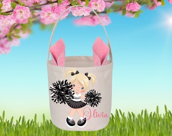 CHEERLEADER EASTER BASKET for Kids, Personalized Easter Cheer Basket, Easter Basket for Girls , Easter Bunny Gifts, Pink Easter Bucket